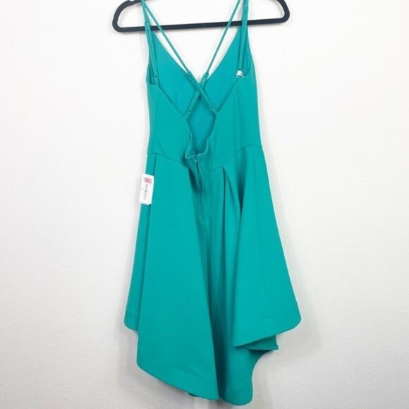 B. Darlin Green High-Low Fit & Flare Strappy Back Dress Juniors 13/14 NWT - Picture 7 of 10